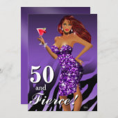 50 en Fierce Glam Sparkly Zebra Bombshell paars Kaart (Voorkant / Achterkant)