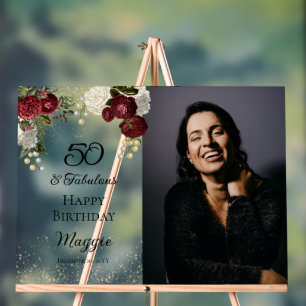 50 en Floral Birthday Party (Roos van Fabulous Gla Acryl Bord