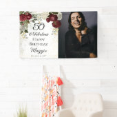 50 en Floral Birthday Party (Roos van Fabulous Gla Spandoek (Insitu)