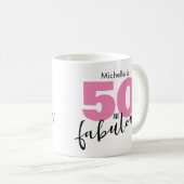 50 en geweldig 50th Birthday gift 50 roze Koffiemok (Voorkant rechts)