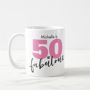 50 en geweldig 50th Birthday gift 50 roze Koffiemok