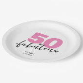 50 en geweldig 50th Birthday gift 50 roze Papieren Bordje (Gekanteld)