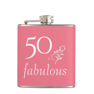 50 en geweldig Blush Roos 50th Birthday Heupfles