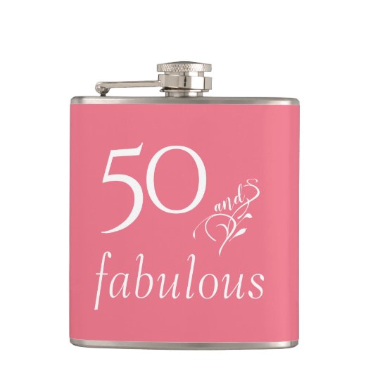 50 en geweldig Blush Roos 50th Birthday Heupfles (Voorkant)