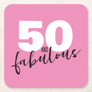 50 en geweldig cadeau 50th Birthday party roze Kartonnen Onderzetters