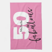50 en geweldig cadeau 50th Birthday party roze Theedoek (Verticaal)