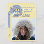  50 en geweldig! Foto/beige&blauwe verjaardag (Voorkant / Achterkant)