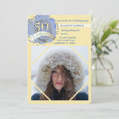  50 en geweldig! Foto/beige&blauwe verjaardag (Staand voorkant)