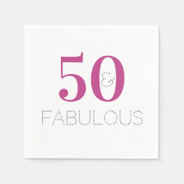 50 en geweldig | Magenta Pink Party Paper Napkin Servet
