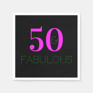 50 en geweldig   Modern Neon Pink Black Birthday Servet