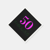 50 en geweldig | Modern Neon Pink Black Birthday Servet (Hoek)