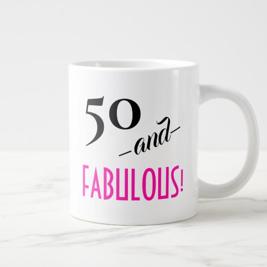 50 en geweldig! Retrotypografie 50ste verjaardag Grote Koffiekop (Rechts)