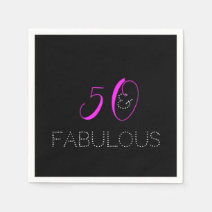 50 en geweldig Tabblad Hot Pink Black Birthday Servet