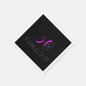 50 en geweldig | Tabblad Hot Pink Black Birthday Servet (Hoek)