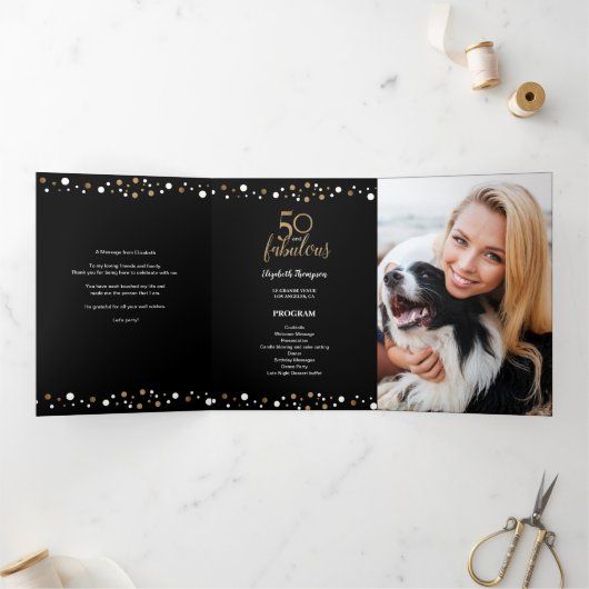 50 en geweldige 50e verjaardag Foto TriFold Drieluik Kaart (Binnen)