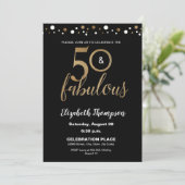 50 en geweldige Birthday Gold en zwarte Confetti Kaart (Staand voorkant)