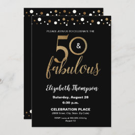 50 en geweldige Birthday Gold en zwarte Confetti Kaart