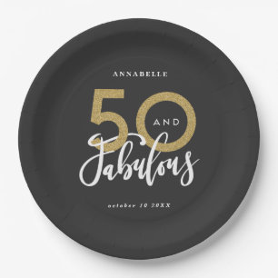 50 en geweldige gouden feestdag  papieren bordje