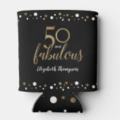 50 en geweldige gouden zwarte confetti naam blikjeskoeler (Achterkant)