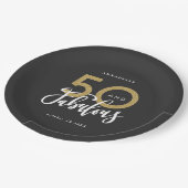 50 en geweldige goudfeest papieren bordje (Gekanteld)