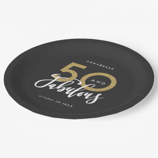 50 en geweldige goudfeest papieren bordje (Gekanteld)