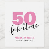 50 en geweldige moderne 50e verjaardag Pink Wijn Etiket (Enkel label)