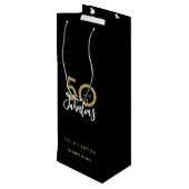 50 en geweldige moderne, stijlvolle feestdag  wijn cadeautas (Achterkant Gekanteld)