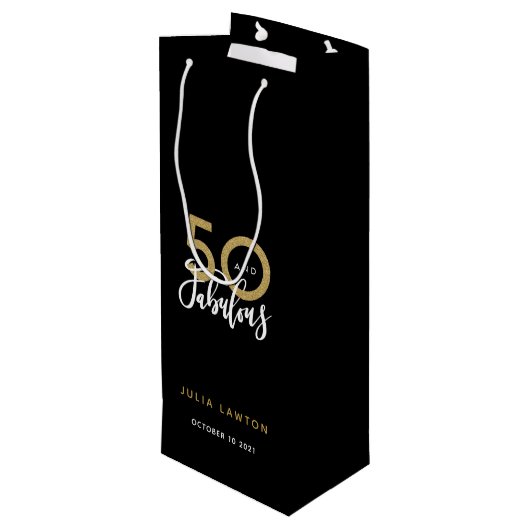 50 en geweldige moderne, stijlvolle feestdag  wijn cadeautas (Achterkant Gekanteld)