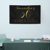 50 en geweldige naam Black Gold Birthday Party Spandoek (Beurs)