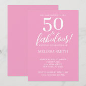 50 en geweldige roze 50e verjaardag Uitnodiging (Voorkant / Achterkant)