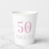 50 en geweldige roze Typografie Birthday Party Papieren Bekers (Achterkant)