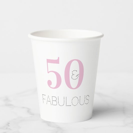 50 en geweldige roze Typografie Birthday Party Papieren Bekers (Voorkant)