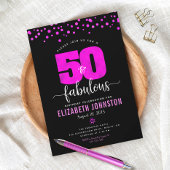 50 en geweldige, roze verjaardagscabine stippen zw kaart