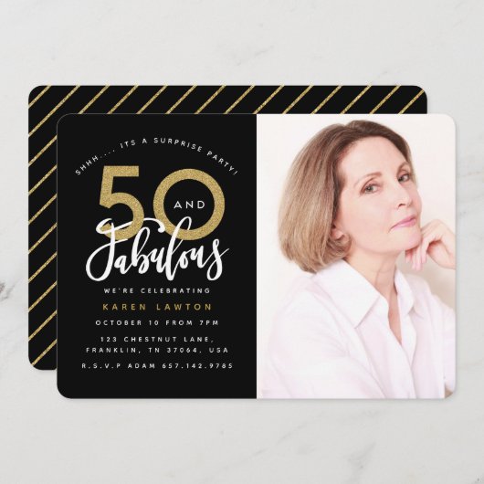 50 en geweldige uitnodiging voor verjaardagsfeestf (Voorkant / Achterkant)