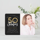 50 en geweldige uitnodiging voor verjaardagsfeestf (Staand voorkant)