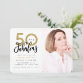 50 en geweldige uitnodiging voor verjaardagsfeestf (Staand voorkant)