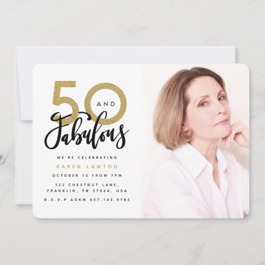 50 en geweldige uitnodiging voor verjaardagsfeestf (Voorkant)