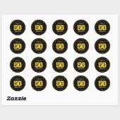 50 en geweldige verjaardagscultuur folie stippen z ronde sticker (Vel)
