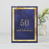 50 en geweldige verjaardagsfeestdag gouden lijst b kaart (Staand voorkant)