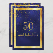 50 en geweldige verjaardagsfeestdag gouden lijst b kaart (Voorkant / Achterkant)