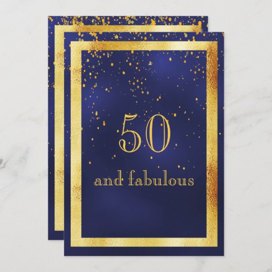 50 en geweldige verjaardagsfeestdag gouden lijst b kaart (Voorkant / Achterkant)