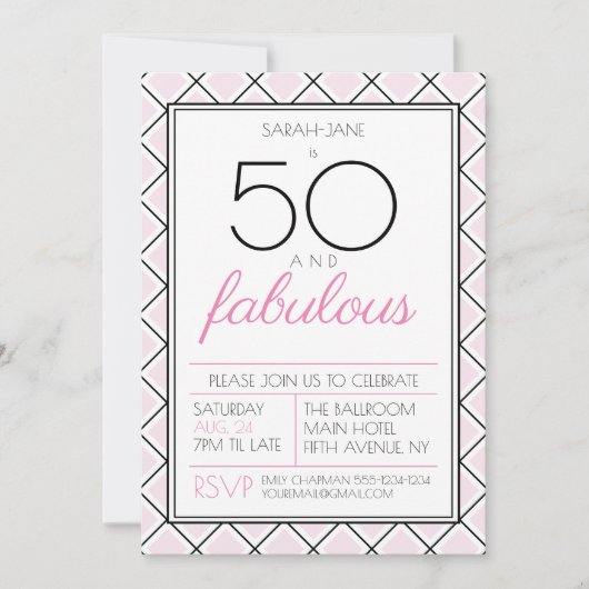 50 en geweldige verjaardagsfeestdag kaart (Voorkant)