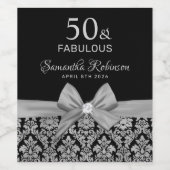 50 en geweldige verjaardagsfeestdag monogram wijn etiket (Enkel label)