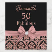 50 en geweldige verjaardagsfeestdag monogram wijn etiket (Enkel label)