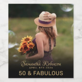 50 en geweldige verjaardagsfeestdag monogram wijn wijn etiket (Enkel label)