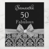 50 en geweldige verjaardagsfeestdag monogram wijn wijn etiket (Enkel label)