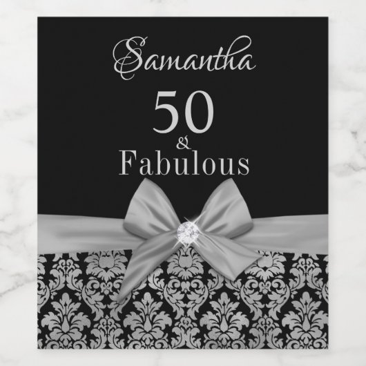 50 en geweldige verjaardagsfeestdag monogram wijn wijn etiket (Enkel label)