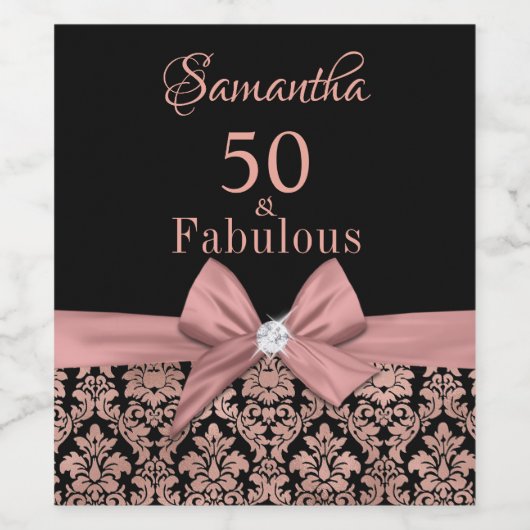 50 en geweldige verjaardagsfeestdag monogram wijn wijn etiket (Enkel label)