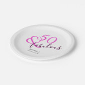 50 en geweldige verjaardagsfeestje roze glitter gi papieren bordje (Gekanteld)