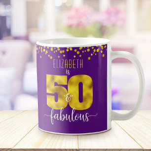 50 en geweldige verjaardagsgoudfolie-stippen op pa koffiemok